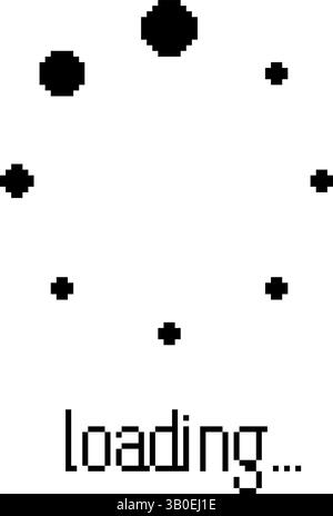 Dotted loading progress icon in pixel art style. Vector circular dots load indicator 8-bit design Stock Vector