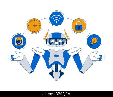 AI in smart home doodle illustration concept Stock Vector