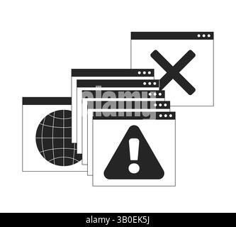 System error alert popups line onboarding ui illustration Stock Vector