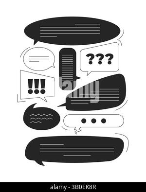 Online discussion chat bubbles line onboarding ui illustration Stock Vector