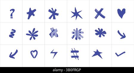 Hand-Drawn Bold Symbol Icons Set – Abstract Marker Style Vector Graphics Stock Vector