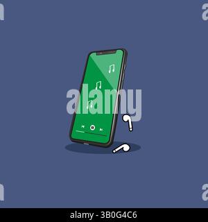 Smartphone music player evolution illustration Stock Vector