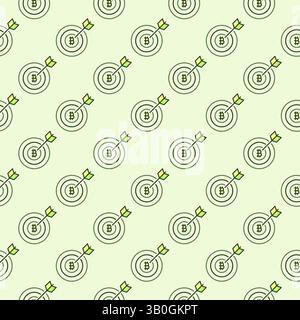 Arrow on Bitcoin Target vector Cryptocurrency concept colored seamless pattern Stock Vector