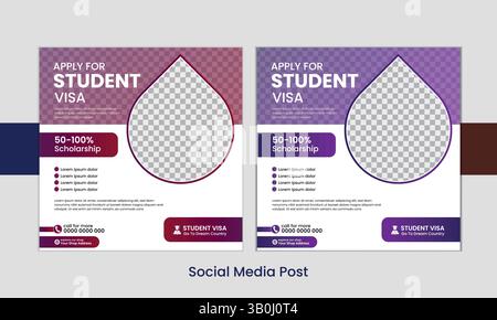Apply for student visa with scholarship opportunities for international education post design Stock Vector