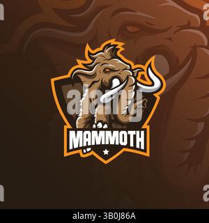 mammoth elephant mascot logo design vector with modern illustration concept style for badge, emblem and t shirt printing. mammoth illustration. Stock Vector