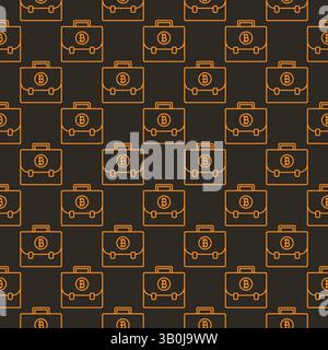 Crypto Portfolio vector Bitcoin Cryptocurrency concept thin line seamless pattern Stock Vector