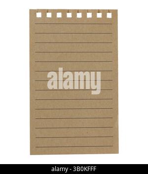 Piece of lined beige paper with torn top edge isolated on transparent background. Vintage ripped paper strip with lines. Empty scrapbook note mockup Stock Photo