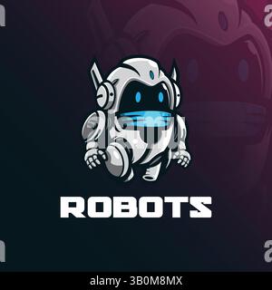 robot mascot logo design vector with modern illustration concept style for badge, emblem and t shirt printing. funny robot illustration. Stock Vector