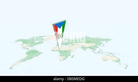 Highlighted Equatorial Guinea on Global Map with 3D Flag Location Pin of Equatorial Guinea. The image symbolizes travel, geography, international iden Stock Vector
