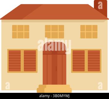 Flat summer house isolated on white background. 1 euro houses program or programma case a 1 euro in Europe. Farm house or villa exterior. Stock Vector