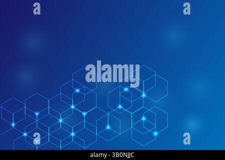Abstract Geometric Polygon shape on blue gradient background, Digital technology cyber futuristic concept, vector illustration Stock Vector