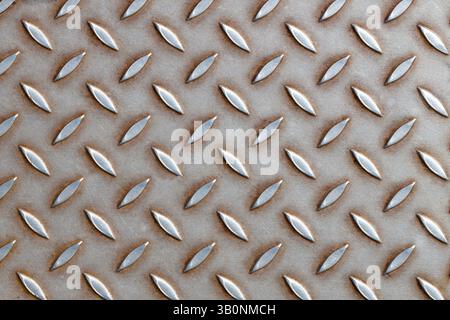 Industrial Metal Tread Plate with Raised Pattern Stock Photo