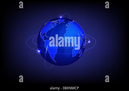 Planet Earth network Global system and communication satellites, Connection data concept, vector illustration Stock Vector