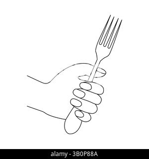 Knife and fork continuous one line drawing of minimalist outline vector icon Stock Vector