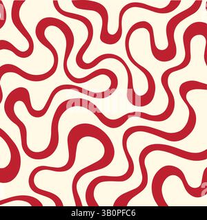 Abstract Red Wavy Lines Seamless Pattern Stock Vector