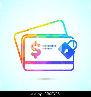 Secure payment icon design illustration, Payment safety sign symbol in low poly style Stock Vector