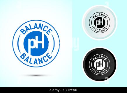 PH balance icon design illustration. Neutral PH balance icon sign, Free acidity concept symbol in color, black and white Stock Vector