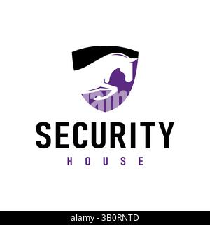 Shield with Simple Jumping Horse Silhouette for Security or Defense logo design Stock Vector