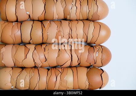 Stack of broken egg shells. Stock Photo