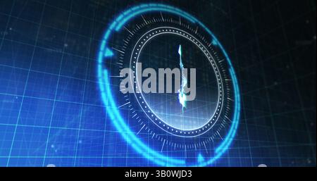 Image of processing circle with rotating ethereum sign over blue and black digital space Stock Photo