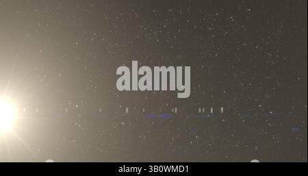 Image of glowing spots of lights over dark background Stock Photo