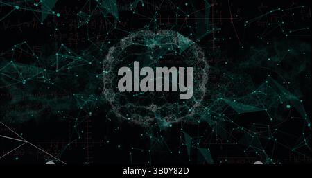 Image of brain and shapes on black background Stock Photo