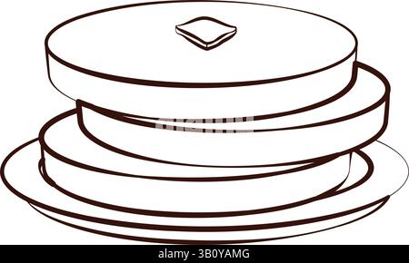 Pancakes with butter line. Vector illustration Stock Vector
