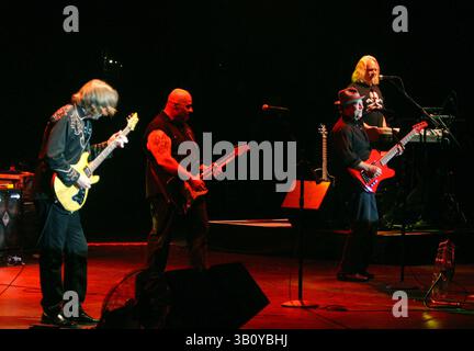 Sept. 11, 2010 - Las Vegas, Nevada, U.S. - STU COOK, one of the founding members of Creedence Clearwater Revival plays the base guitar during a performance of Creedence Clearwater Revisited. (Credit Image: © Barry Sweet/ZUMApress.com) Stock Photo