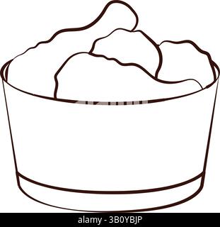 Fried chicken bucket line. Vector illustration Stock Vector