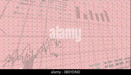 Image of financial data processing over shapes on white background Stock Photo