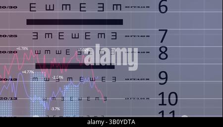 Image of data processing over letters and numbers Stock Photo