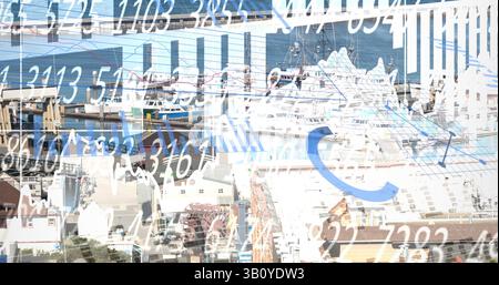 Image of data processing over numbers Stock Photo