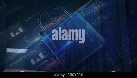 Image of digital padlock over navy background Stock Photo