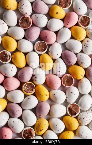 Chocolate Eggs from Overhead Close Up Stock Photo