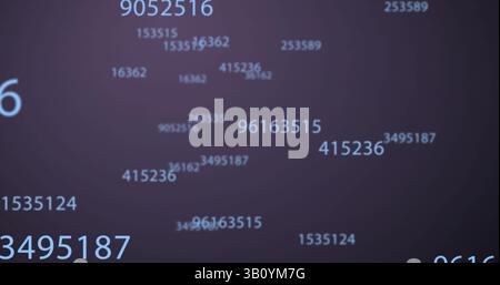 Image of numbers changing and floating over black background Stock Photo