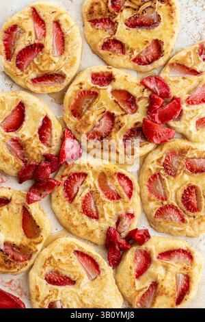 Home made Caramelised strawberry pancakes Stock Photo