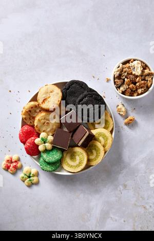 Christmas Cookie Plate on a Light Background Stock Photo