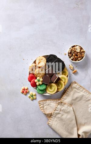Christmas Cookie Plate on a Light Background Stock Photo