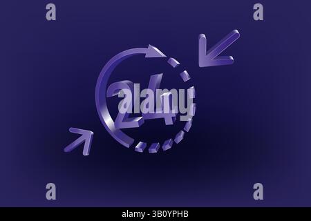24 hours glass arrow icon. Delivery all day business and service. isolated on transparent background. 3D vector illustration. Stock Vector