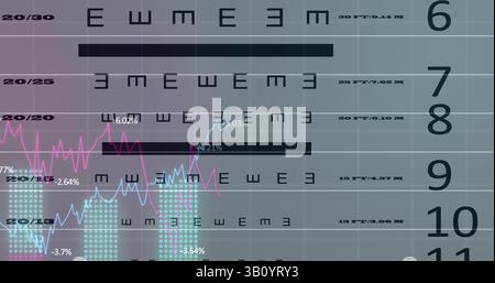 Image of data processing and numbers over black background Stock Photo