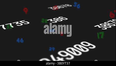 Image of numbers processing over black background Stock Photo