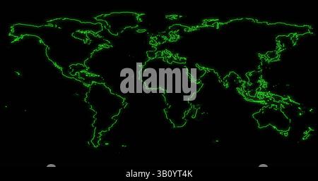 Image of interference over world map on black background Stock Photo