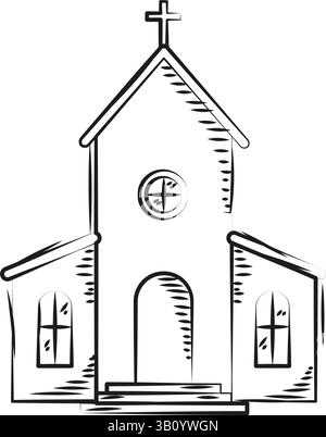 Hand drawn wedding church. Vector illustration Stock Vector