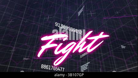 Image of fight text over data processing Stock Photo