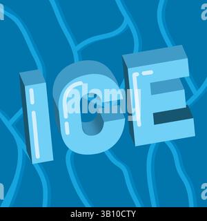 ice typography word text effect frozen ice cubes vector illustration ...
