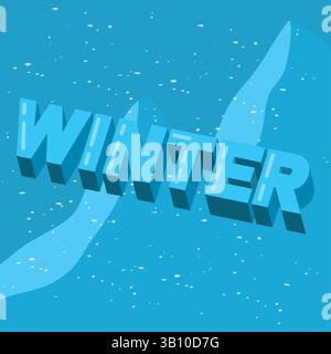 Winter text with snow effect. Vector illustration Stock Vector