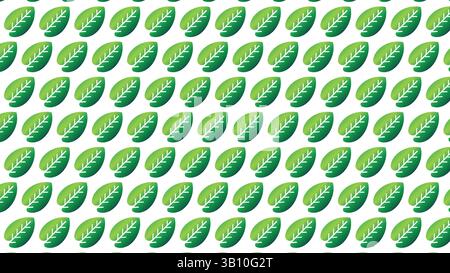 Seamless green leaf pattern on white background for eco-friendly natural design and organic themes Stock Vector