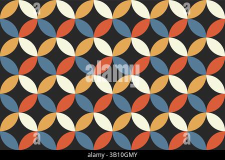 Retro Circular Geometric Pattern Vector, Warm Earth Tones on Dark Background for Vintage Designs Stock Vector