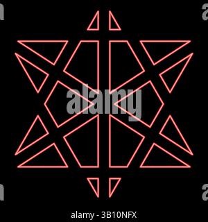 Neon metatron cube Sacred geometry red color vector illustration image flat style light Stock Vector