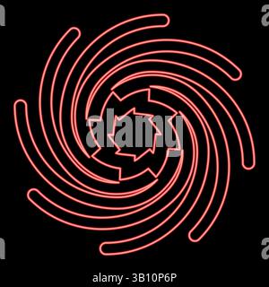 Neon gold spiral Sacred geometry symbol red color vector illustration image flat style light Stock Vector